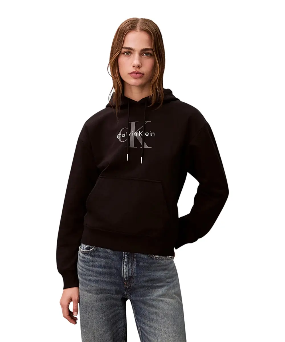Calvin Klein - Γυναικείο Φούτερ Cotton Terry Logo Hoodie LV047E221G-UB1 Μαύρο