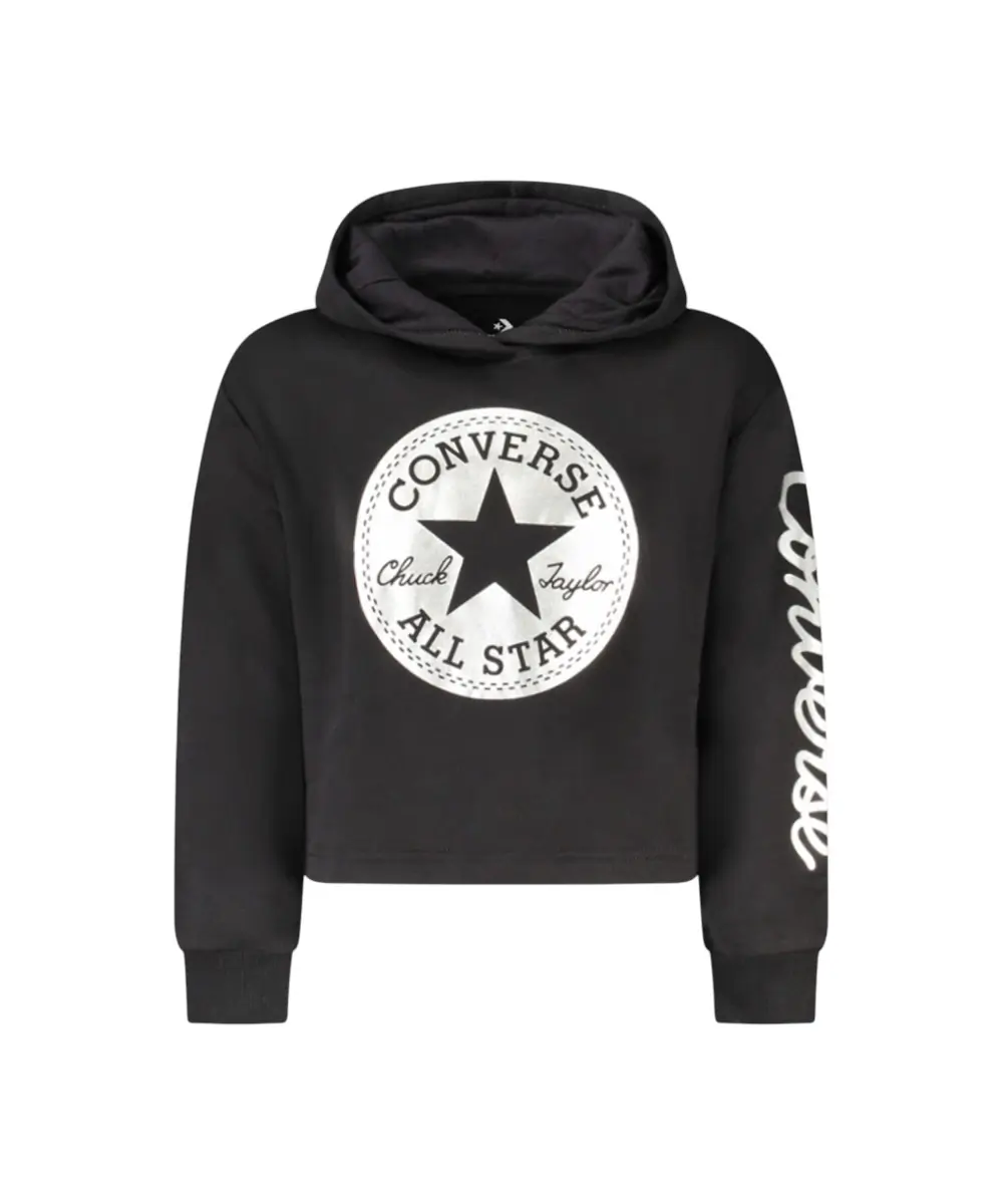Converse - Παιδικό Μακρυμάνικο Crop Top Με Κουκούλα 369692-023 Μαύρο