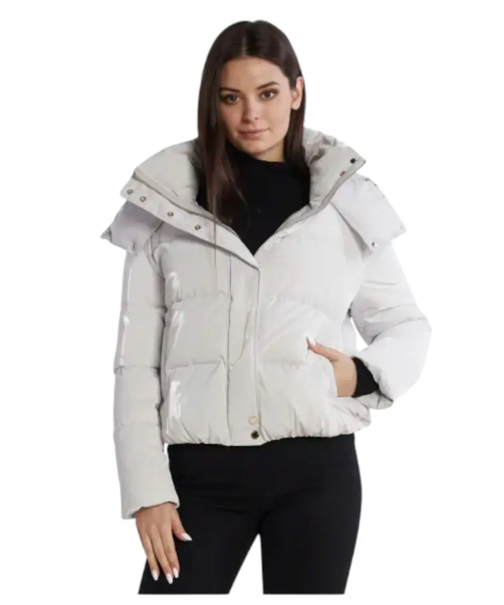 Patrizia Pepe - Γυναικείο Χειμωνιάτικο Μπουφάν Short hooded down jacket 2O0057-A347-W356 Λευκό