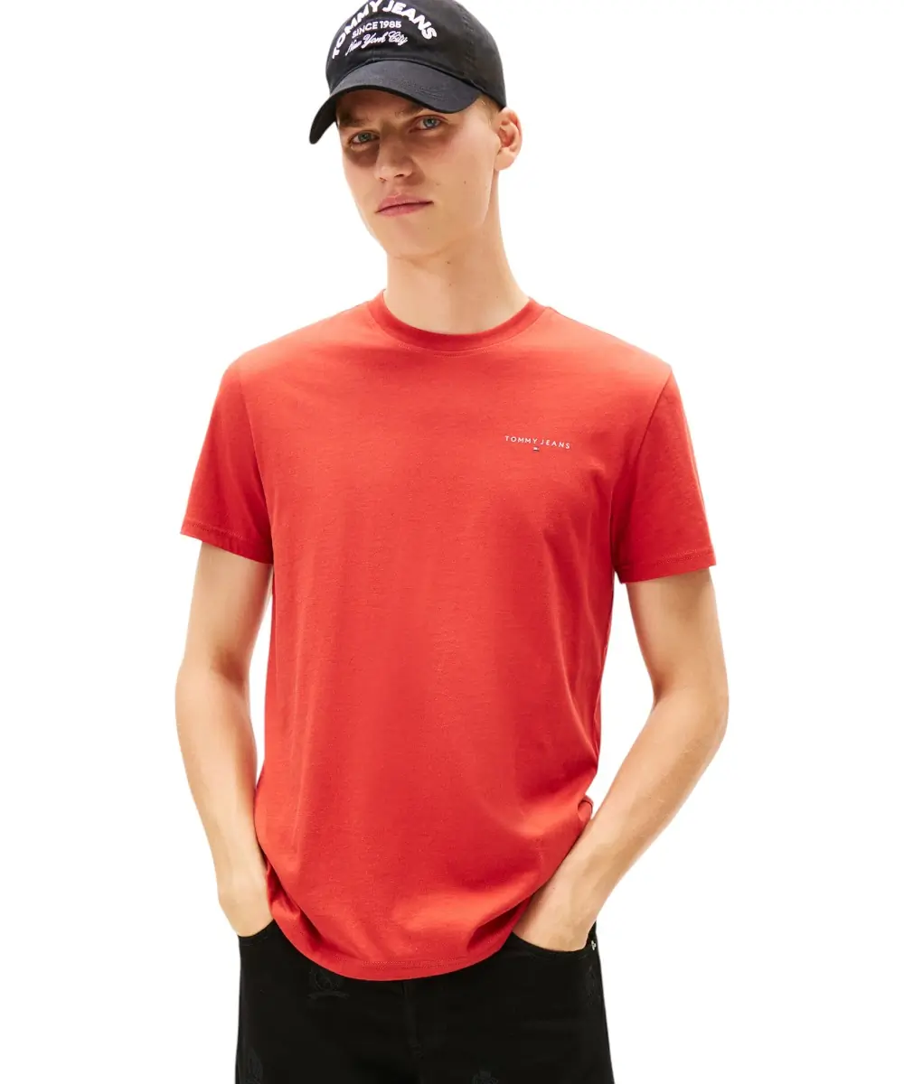 Tommy Hilfiger - Ανδρικό T-shirt Linear Chest Slim Fit DM0DM21780-XL0 Κόκκινο