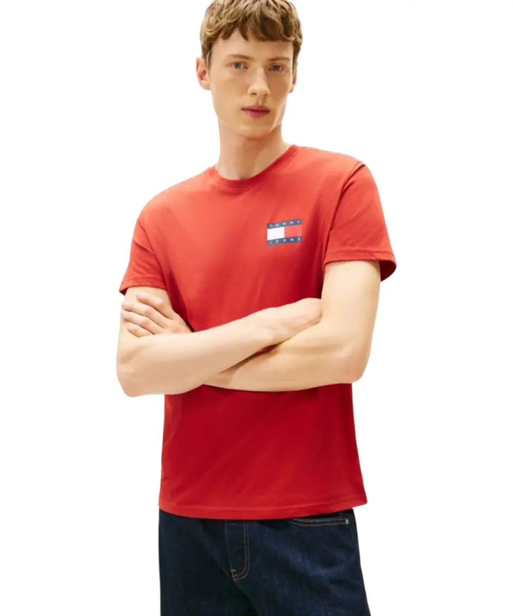 Tommy Hilfiger - Ανδρικό T-shirt Th Essential Flag Tee Regular Fit DM0DM20740-XL0 Κόκκινο
