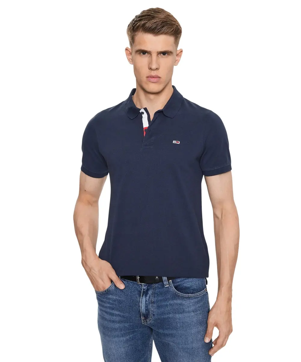 Tommy Hilfiger - Ανδρικό Κοντομάνικο Polo Placket Slim Fit DM0DM15370-C87 Μπλε Ναυτικό