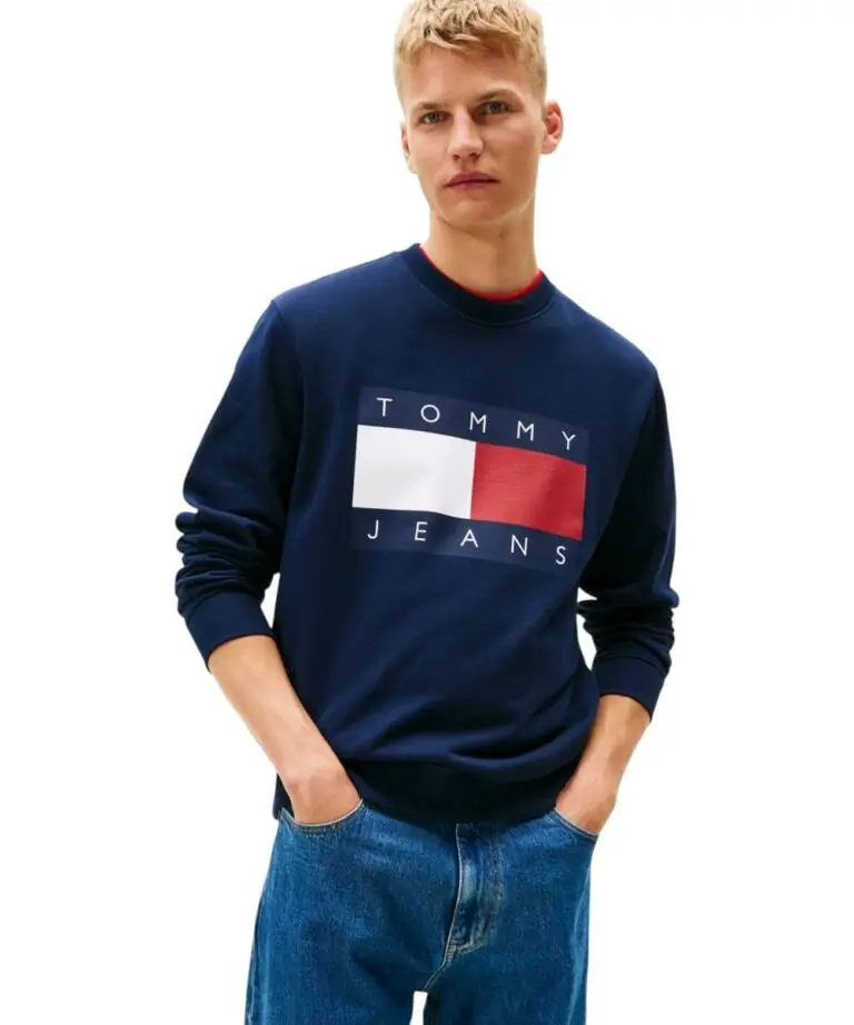Tommy Hilfiger - Ανδρικό Φούτερ Big Flag Regular Fit DM0DM22643-C1G Μπλε Σκούρο