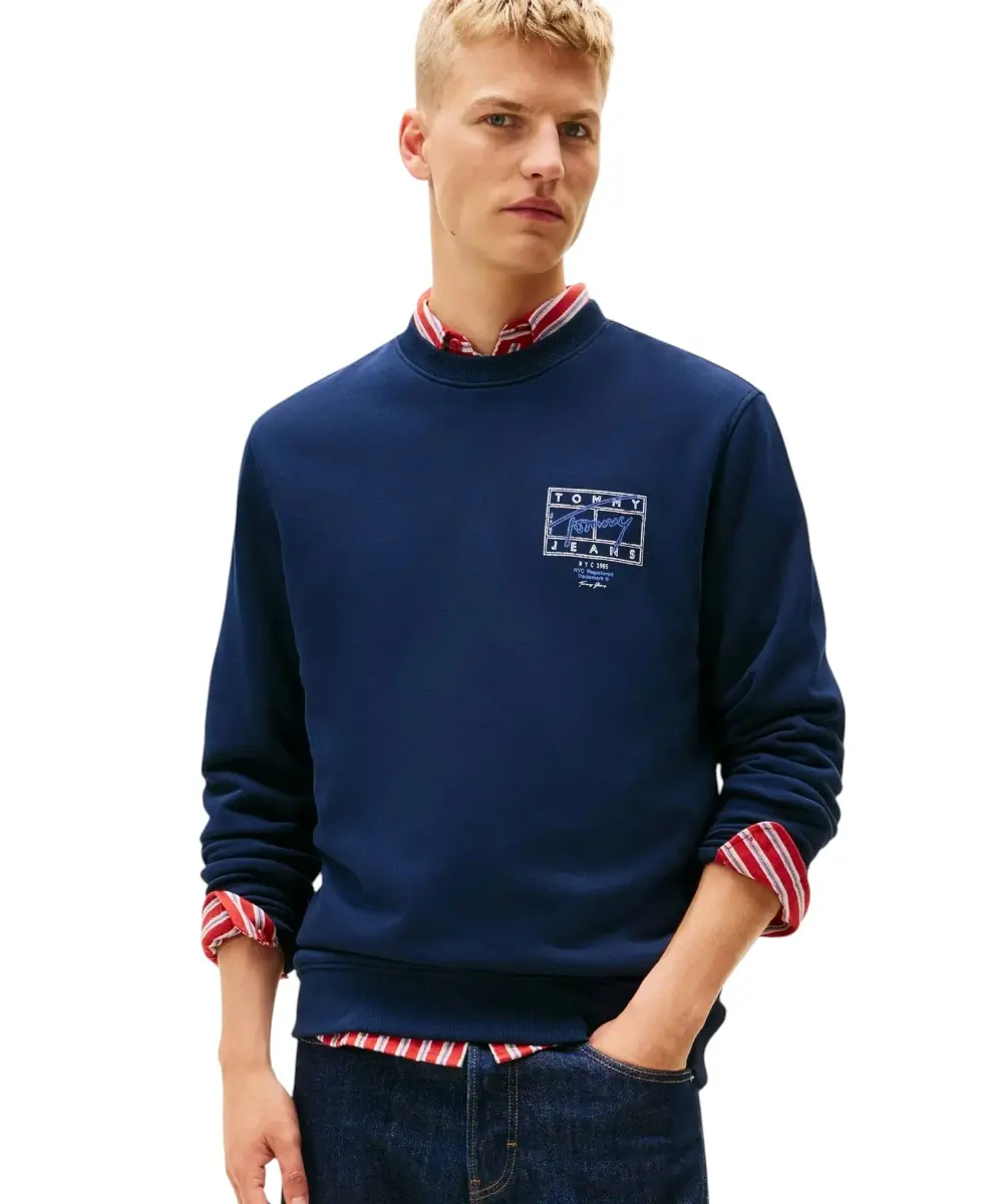 Tommy Hilfiger - Ανδρικό Φούτερ Tjm Entry Dna Play Regular Fit DM0DM22366-C1G Μπλε Σκούρο