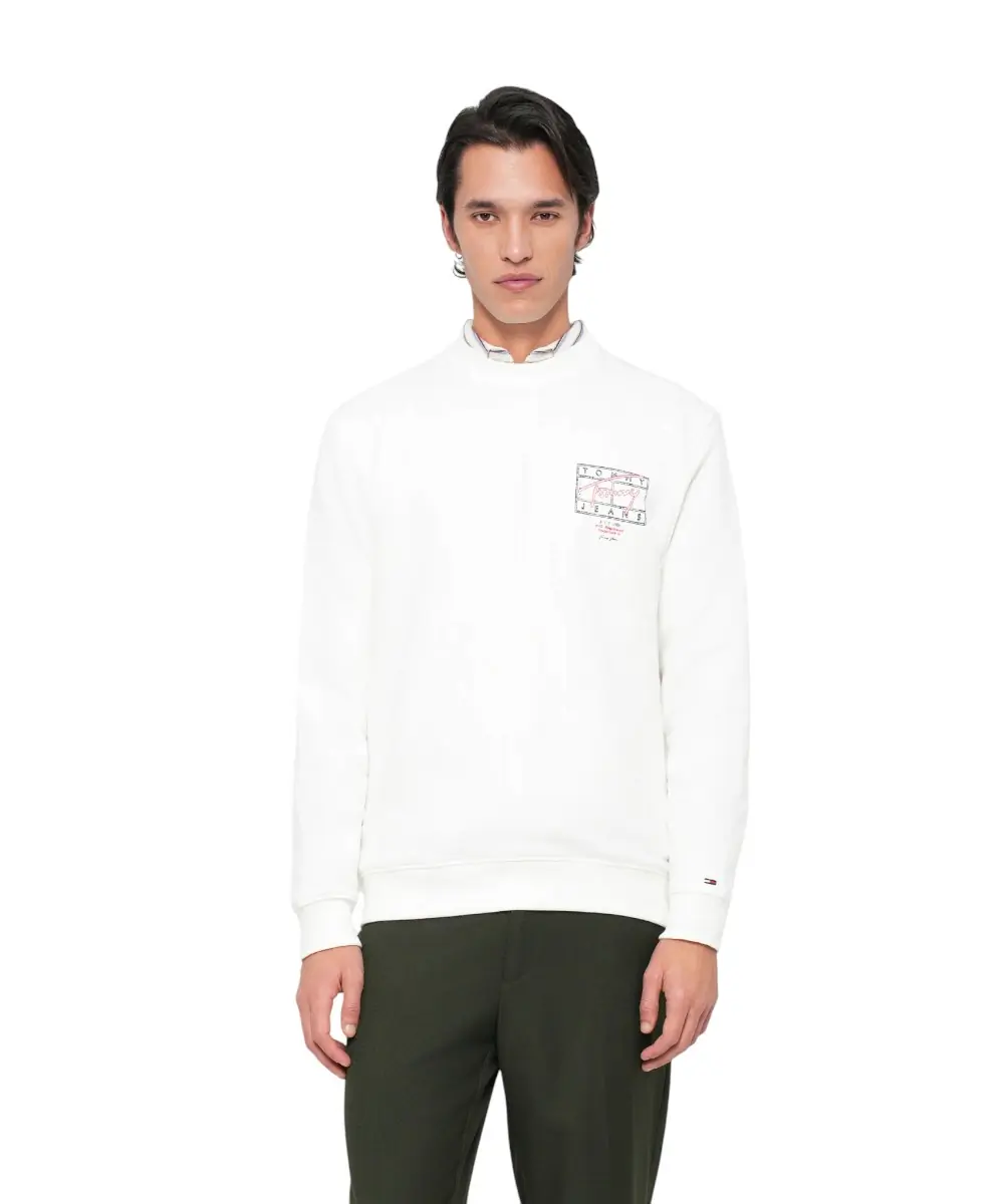 Tommy Hilfiger - Ανδρικό Φούτερ Tjm Entry Dna Play Regular Fit DM0DM22366-YBL Λευκό