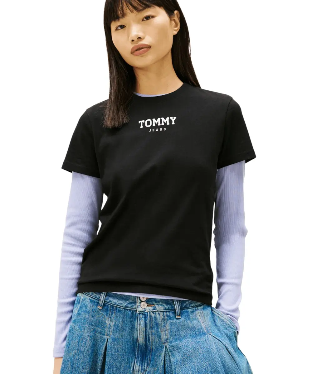 Tommy Hilfiger - Γυναικείο T-shirt Essential Logo 2 Regular Fit DW0DW21842-BDS Μαύρο