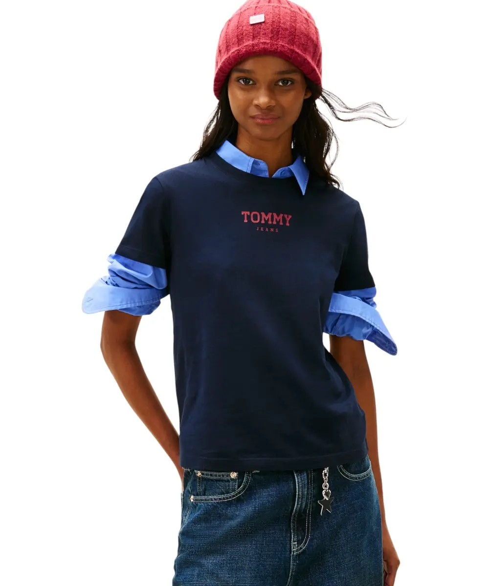Tommy Hilfiger - Γυναικείο T-shirt Essential Logo 2 Regular Fit DW0DW21842-C1G Μπλε Σκούρο