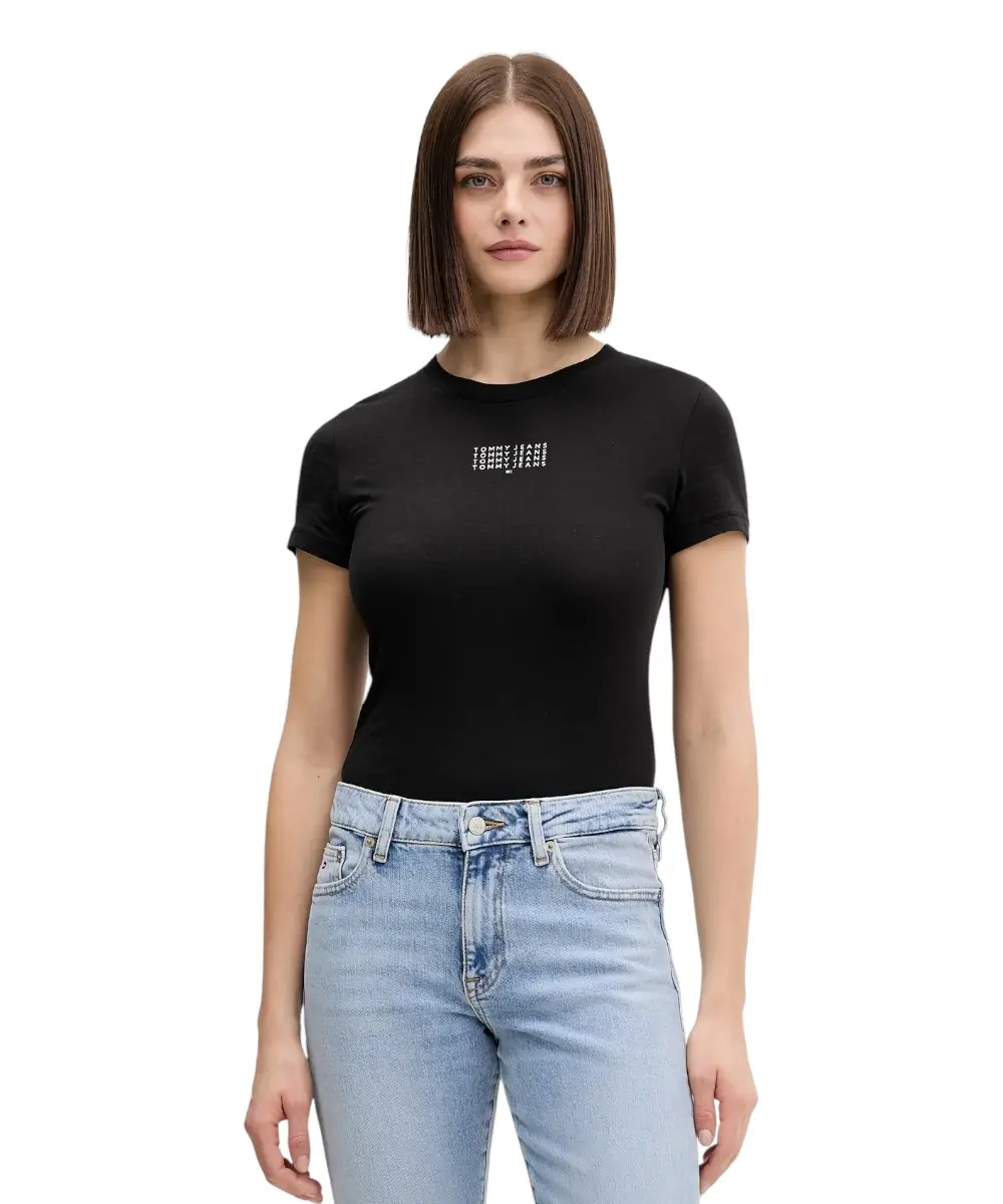 Tommy Hilfiger - Γυναικείο T-shirt Essential Regular Fit DW0DW21841-BDS Μαύρο
