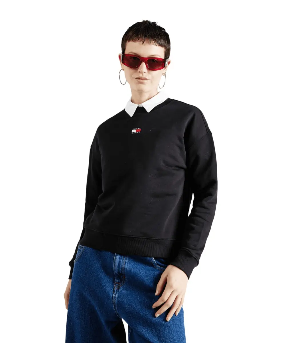 Tommy Hilfiger - Γυναικείο Φούτερ Badge Loose Fit DW0DW17325-BDS Μαύρο