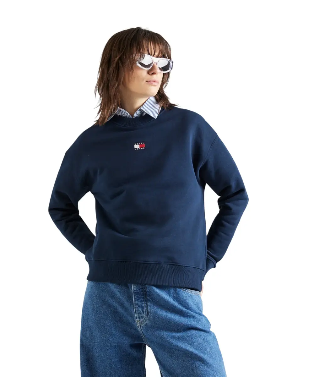 Tommy Hilfiger - Γυναικείο Φούτερ Badge Loose Fit DW0DW17325-C1G Μπλε Σκούρο