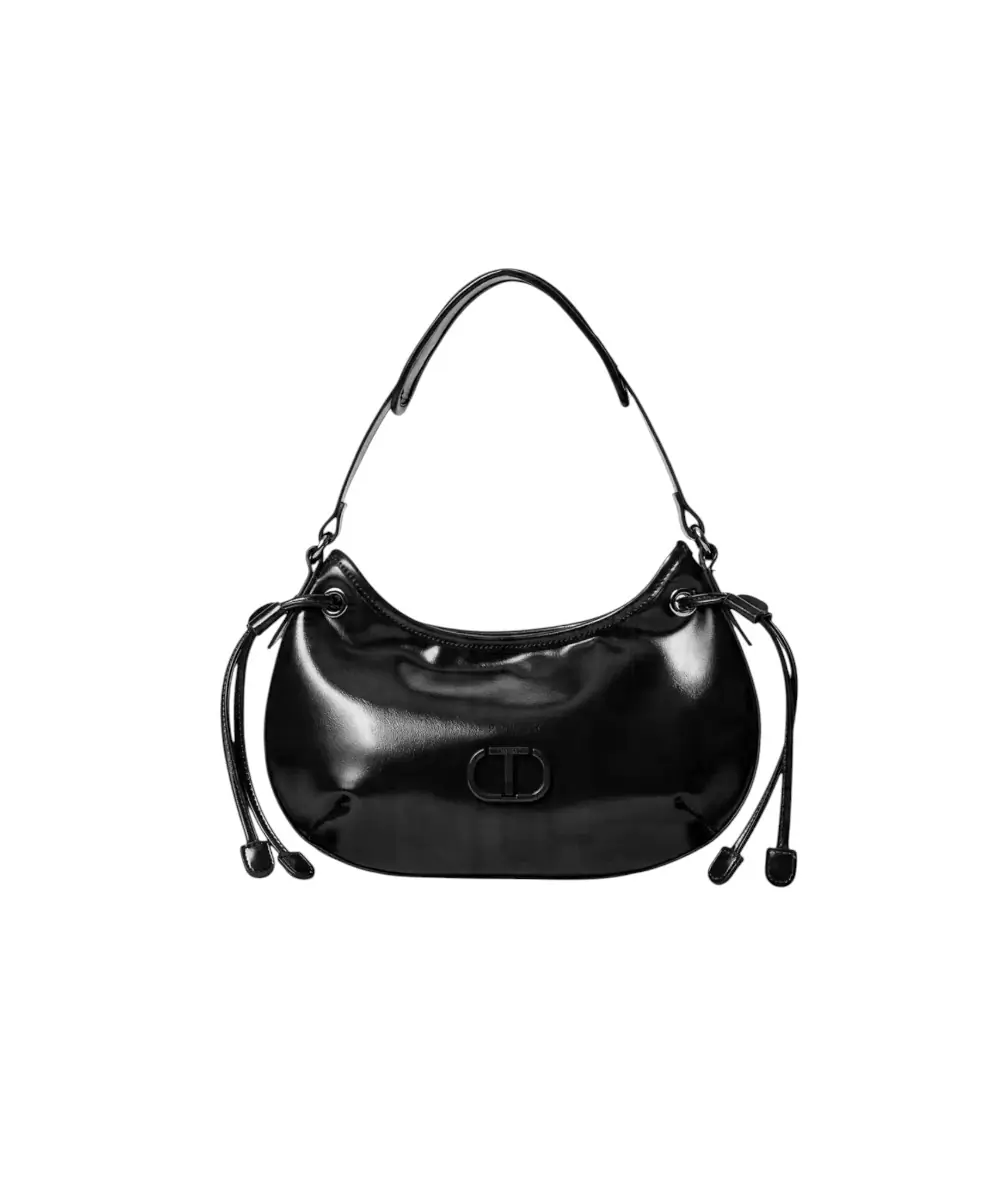 Twinset - Γυναικεία Τσάντα 'Glossy' hobo bag with laces 252TB7082-00006 Μαύρο