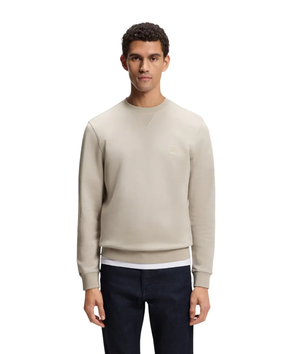 Hugo Boss - Ανδρικό Φούτερ Westart Cotton Terry 50509323-070 Γκρι Ανοιχτό