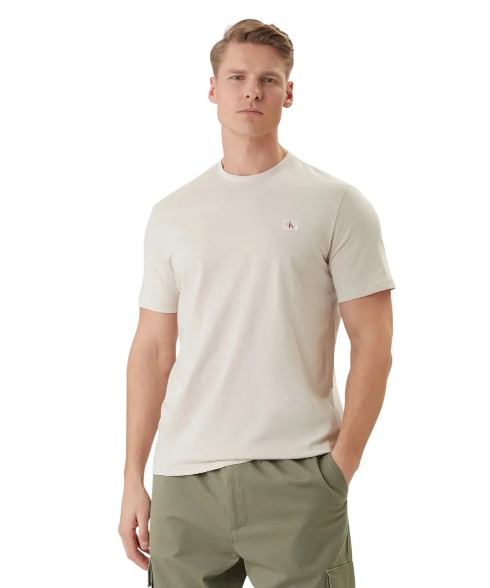 Calvin Klein - Ανδρικό T-shirt Cotton Badge Regular Fit LV04RC272G-2JX Μπεζ
