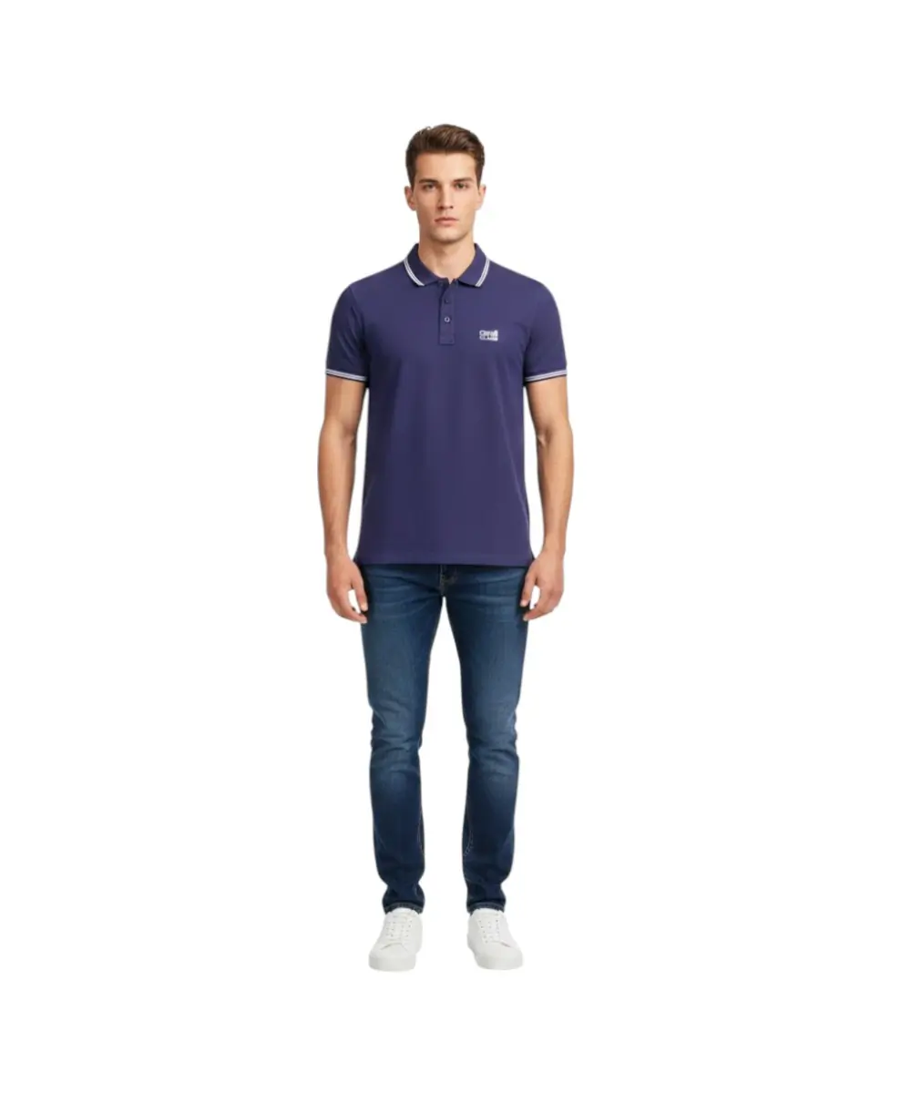 Cavalli Class - Ανδρική Μπλούζα Κοντομάνικη Polo Πικέ QXT64YKB002-04900 Μπλε Ναυτικό