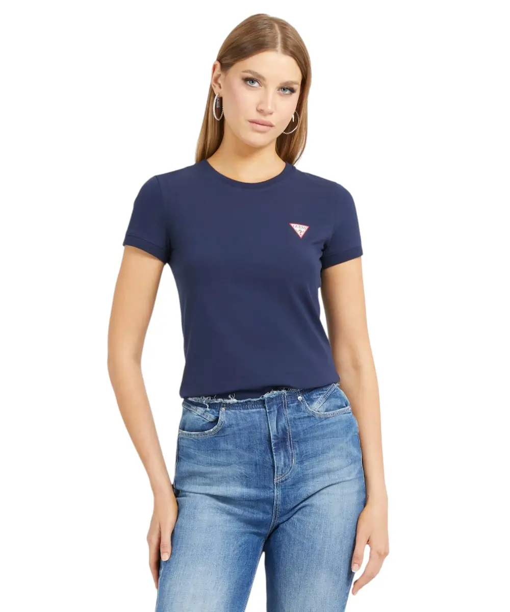 Guess - Γυναικείο T-Shirt Triangle Logo Tee W2YI44J1314-G7P1 Μπλε Ναυτικό