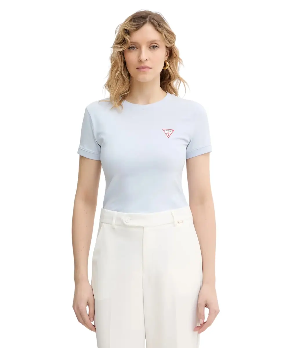 Guess - Γυναικείο T-Shirt Triangle Logo Tee W2YI44J1314-G7S1 Γαλάζιο