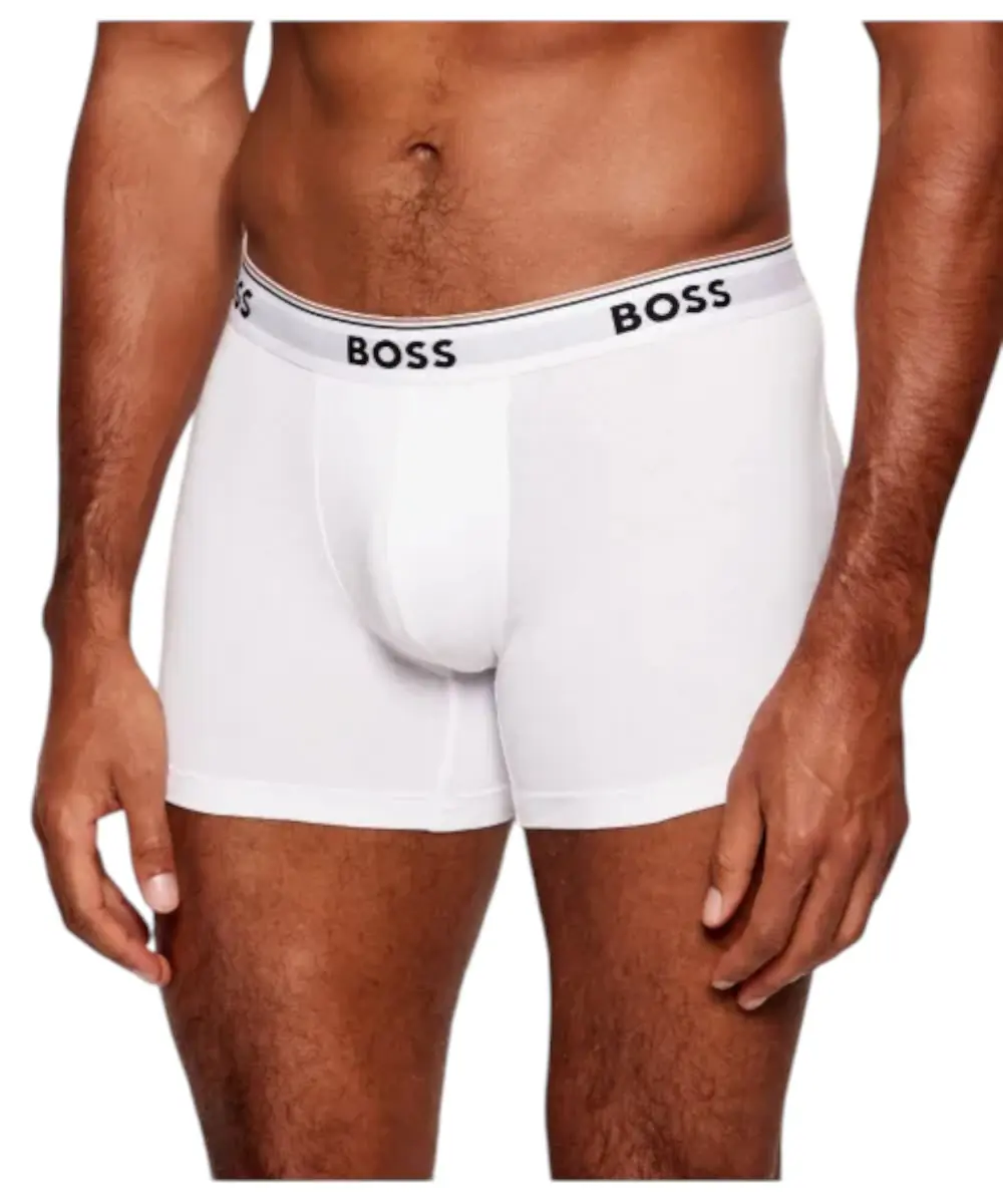 Hugo Boss - Ανδρικά Μποξεράκια Boxer Br 3p Power Long 50475282-100 Λευκό