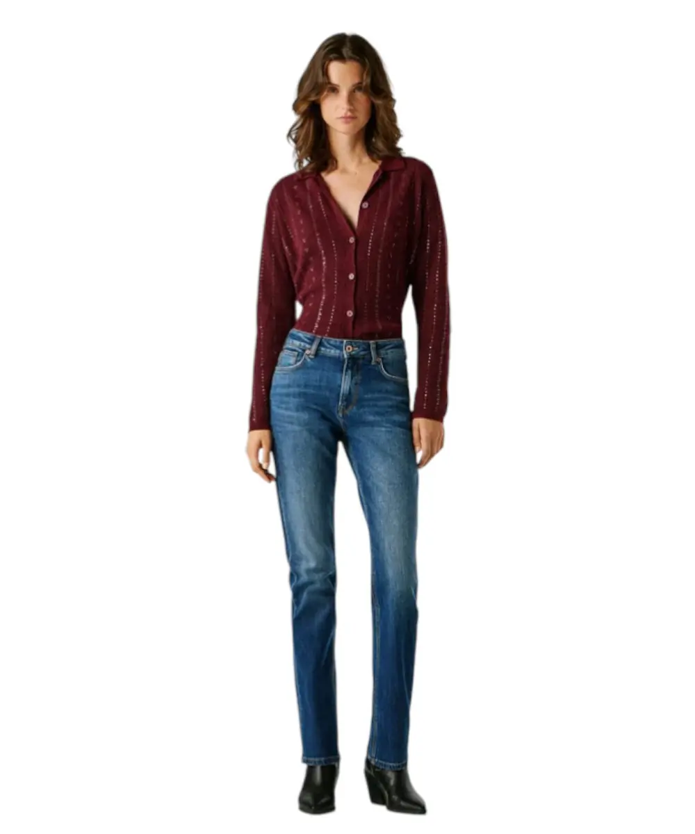 Pepe Jeans - Γυναικείο Παντελόνι Τζιν Mary Straight French Terry PL20473085AC2-000 Μπλε