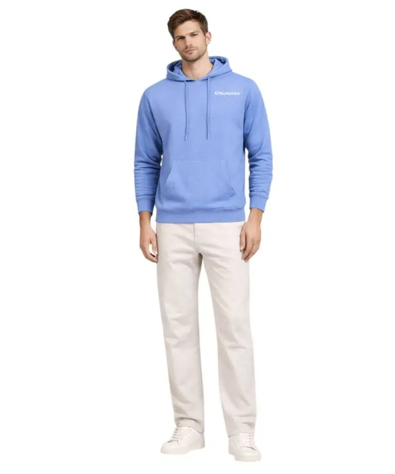 Superga - Ανδρικό Φούτερ Με Κουκούλα Jeans French Terry S263400-400 Γαλάζιο