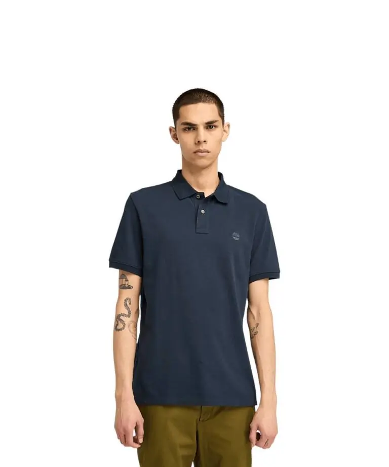 Timberland - Ανδρικό T-shirt Polo Short-Sleeve με Λογότυπο Oyster River TB0A2BRY-Z02 Μπλε Σκούρο
