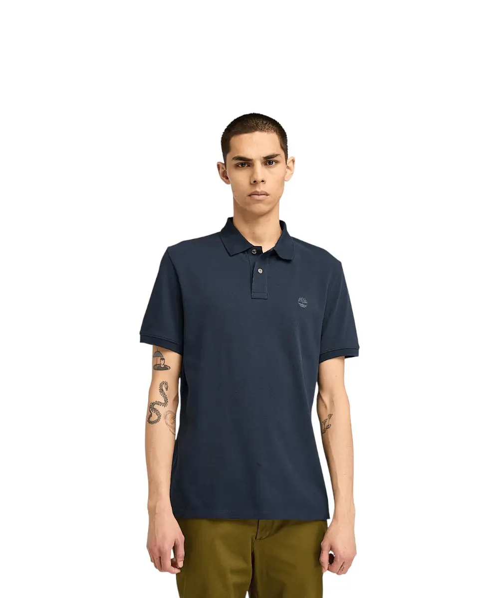 Timberland - Ανδρικό T-shirt Polo Short-Sleeve με Λογότυπο Oyster River TB0A2BRY-Z02 Μπλε Σκούρο