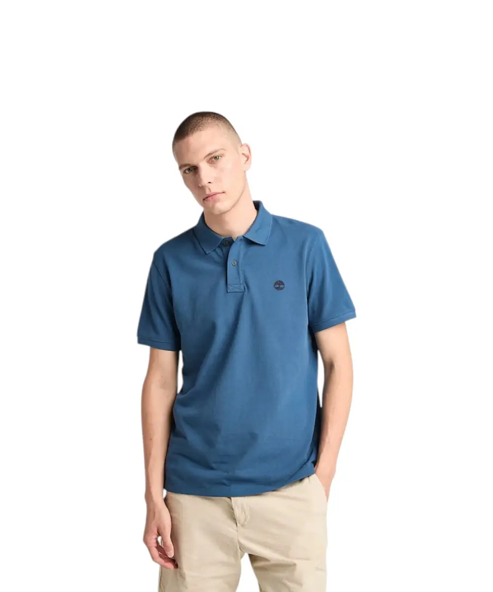 Timberland - Ανδρικό T-shirt Polo Short-Sleeve με Λογότυπο Oyster River TB0A2BRY-288 Μπλε Ραφ