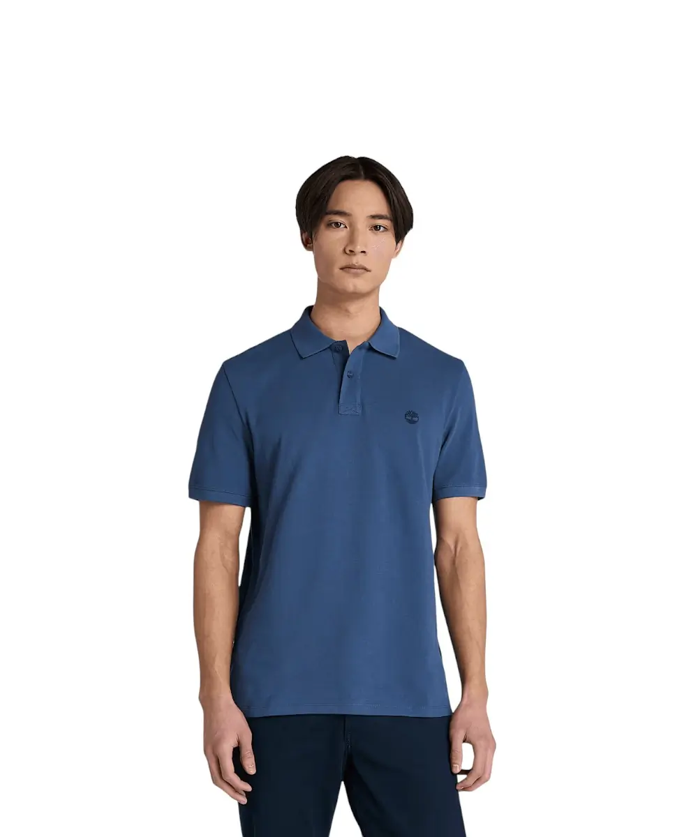 Timberland - Ανδρικό T-shirt Polo Short-Sleeve με Λογότυπο Oyster River TB0A2BRY-EYO Μπλε
