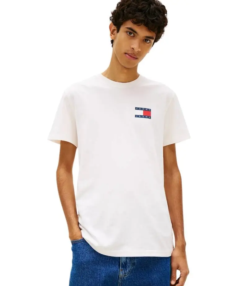 Tommy Hilfiger - Ανδρικό T-shirt Th Essential Flag Tee Regular Fit DM0DM20740-YBH Εκρού