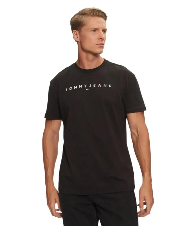 Tommy Hilfiger - Ανδρικό T-shirt Th Linear Logo C-Neck DM0DM20744-BDS Μαύρο