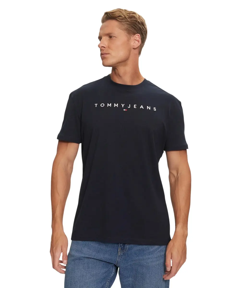 Tommy Hilfiger - Ανδρικό T-shirt Th Linear Logo C-Neck DM0DM20744-C1G Μπλε Ναυτικό
