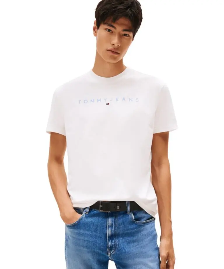 Tommy Hilfiger - Ανδρικό T-shirt Th Linear Logo C-Neck DM0DM20744-YBR Λευκό