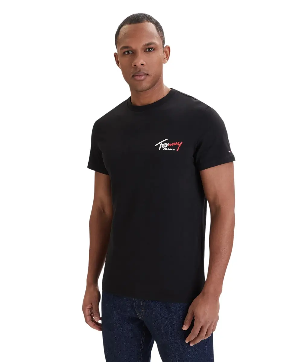 Tommy Hilfiger - Ανδρικό T-shirt Tjw Sign Slim Fit DM0DM22538-BDS Μαύρο