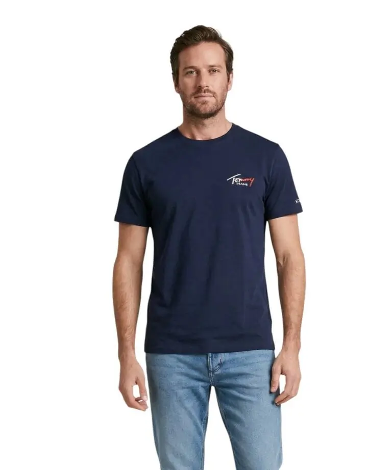 Tommy Hilfiger - Ανδρικό T-shirt Tjw Sign Slim Fit DM0DM22538-C1G Μπλε Ναυτικό