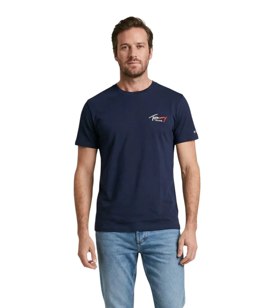 Tommy Hilfiger - Ανδρικό T-shirt Tjw Sign Slim Fit DM0DM22538-C1G Μπλε Ναυτικό