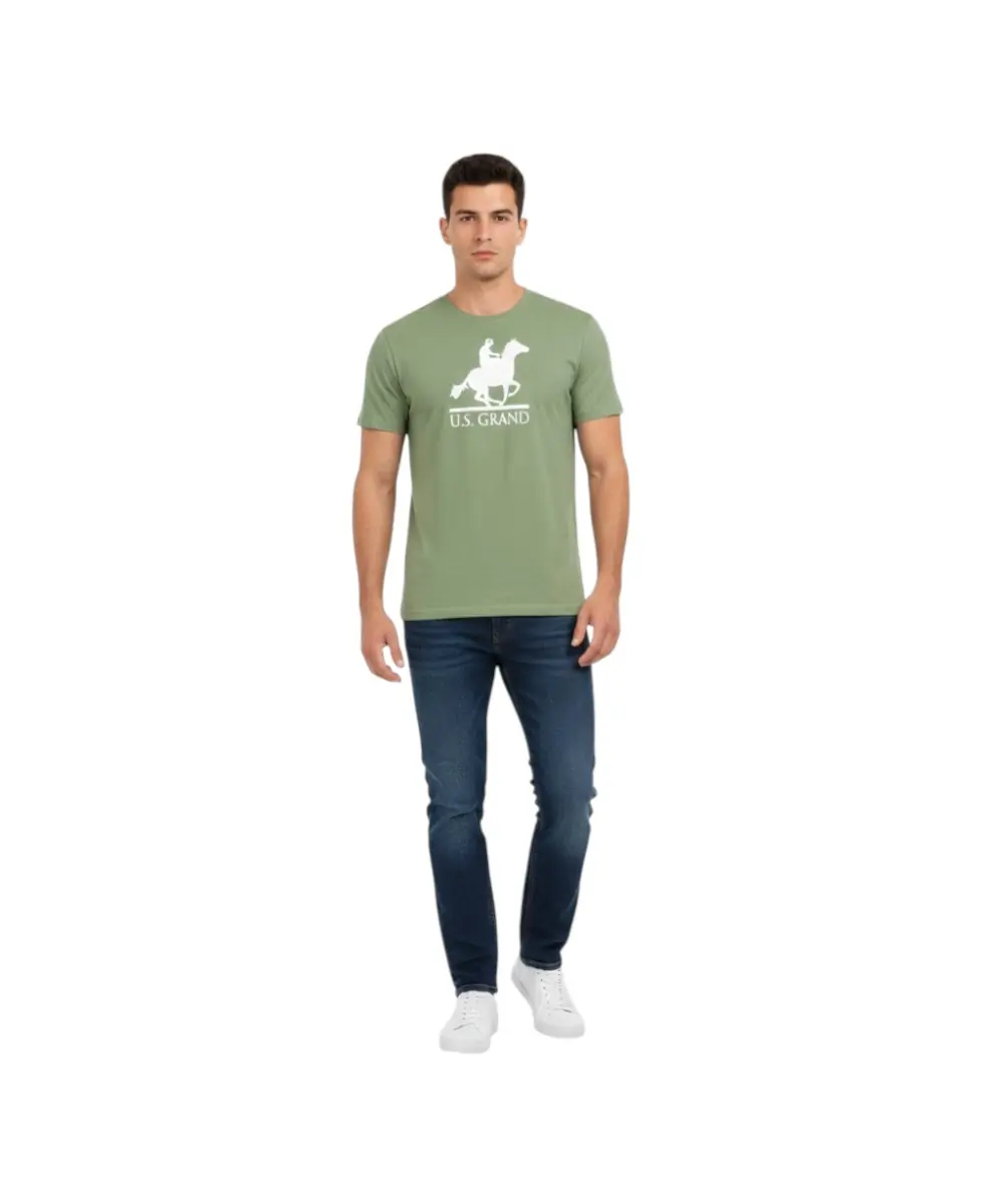 U.S. Grand Polo - Ανδρικό T-shirt Graphic Logo Regular Fit AU02646-16VERD Λαδί