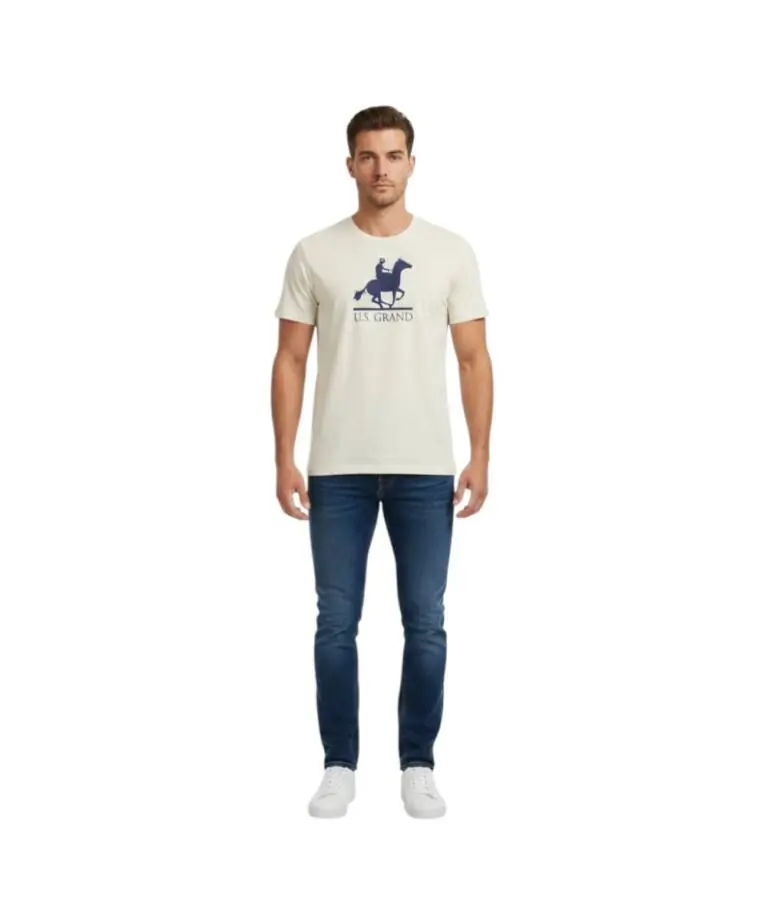 U.S. Grand Polo - Ανδρικό T-shirt Graphic Logo Regular Fit AU02646-17SABB Μπεζ