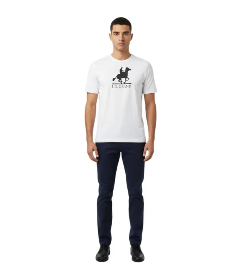 U.S. Grand Polo - Ανδρικό T-shirt Graphic Logo Regular Fit AU02646-6BIANC Λευκό