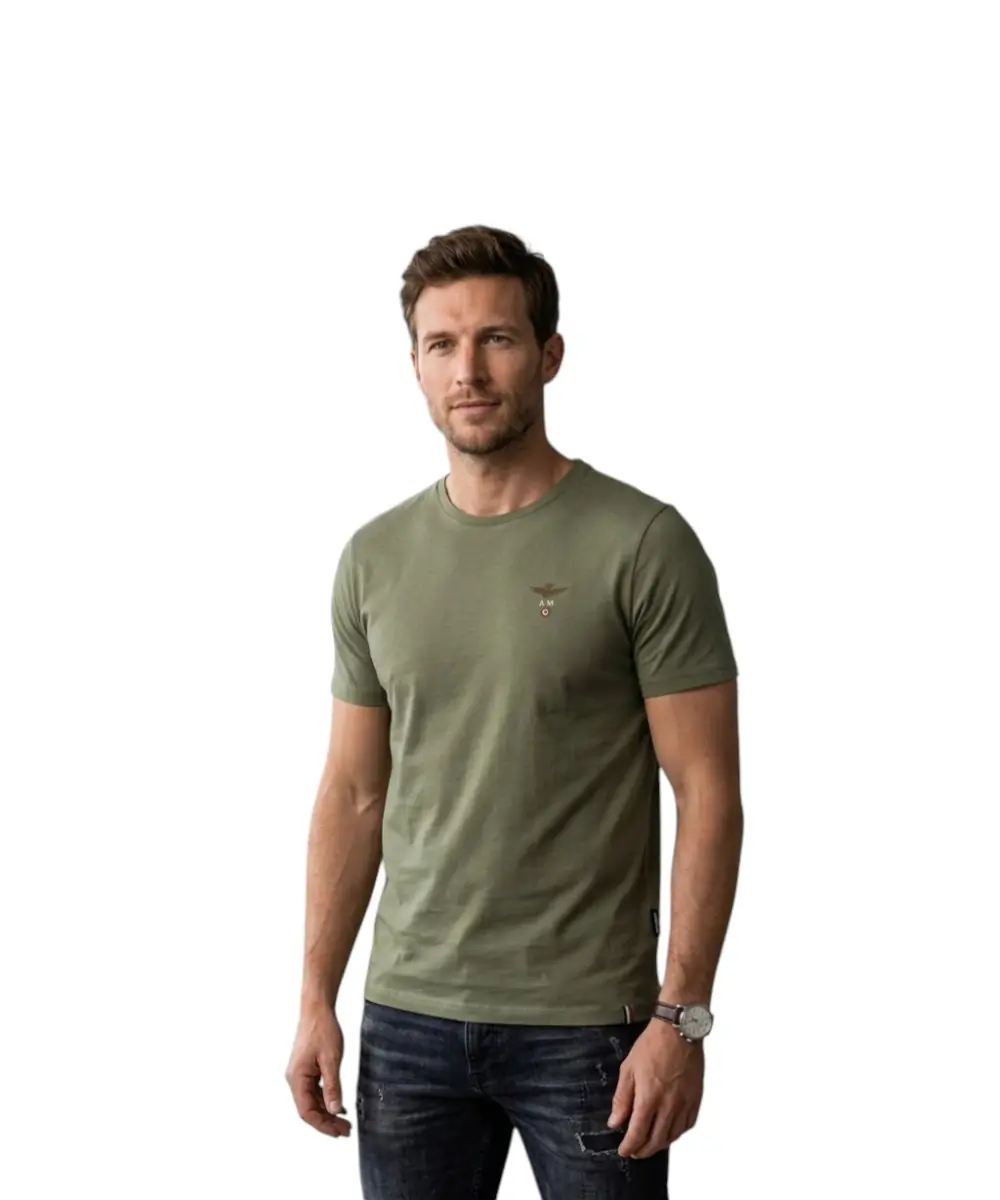 Aeronautica Militare - Ανδρική Κοντομάνικη Φανέλα SCOTI001J508-07001 Πράσινο