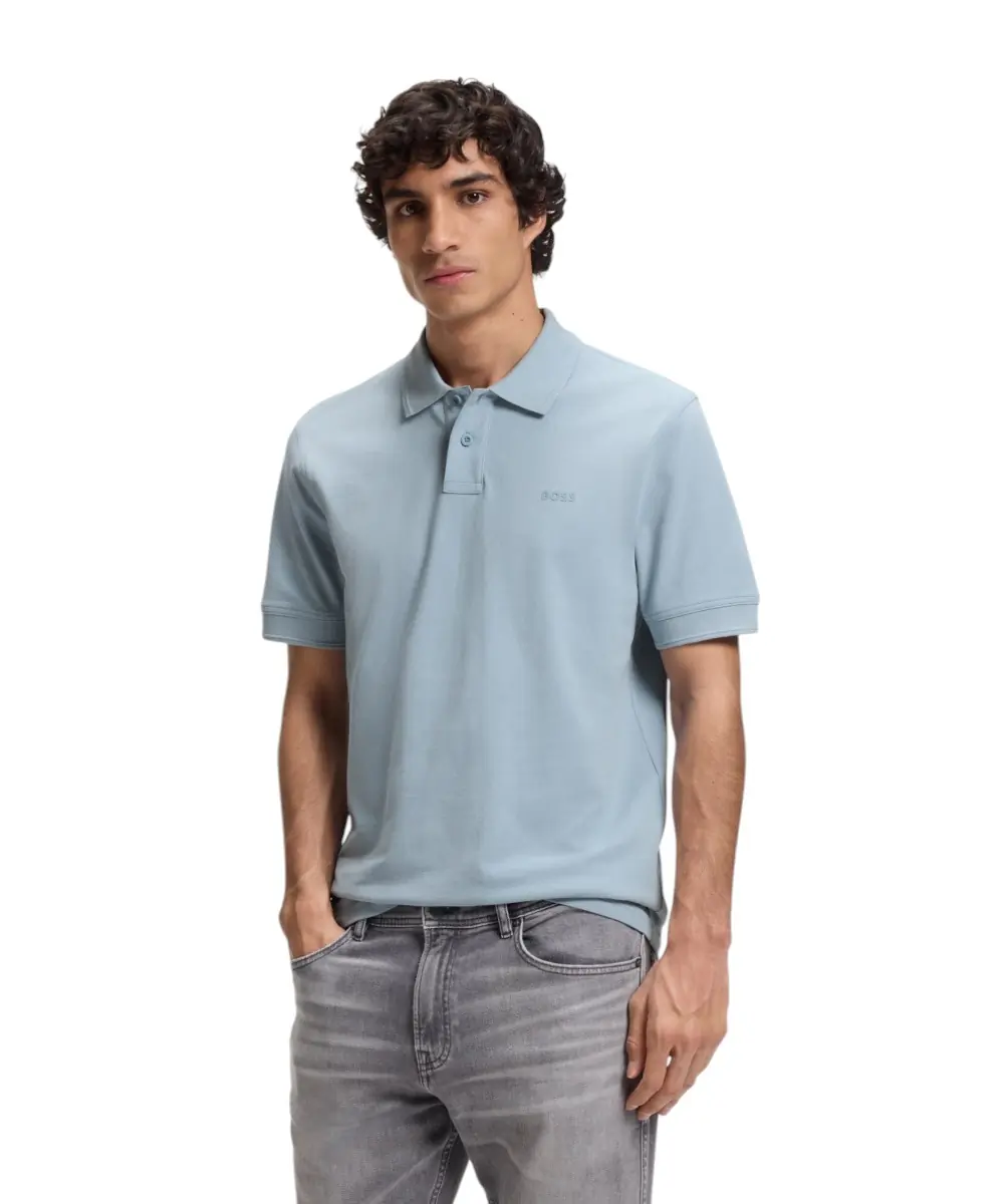 Hugo Boss - Ανδρικό Polo T-shirt Cotton Pique Prime 50507813-458 Γαλάζιο