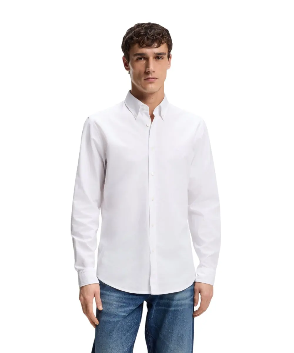 Hugo Boss - Ανδρικό Πουκάμισο Rickert_M Oxford Cotton 50519707-100 Λευκό