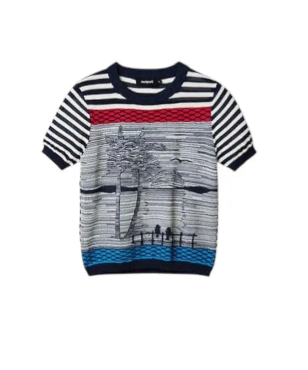 Desigual - Γυναικεία Μπλούζα Κοντομάνικη Sun 23SWTKBM-5010 Μπλε