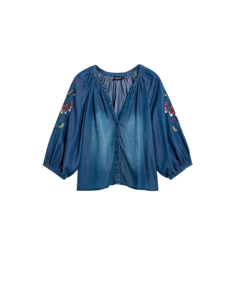 Desigual - Γυναικείο Πουκάμισο Blus Chambre 26SWBW16-5055 Μπλε