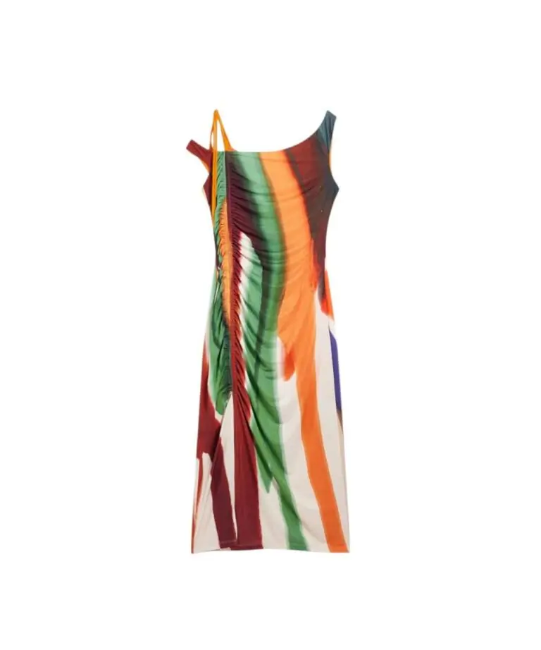 Desigual - Γυναικείο Φόρεμα Midi Paint Lacroix 26SWVK17-1001 Ριγέ