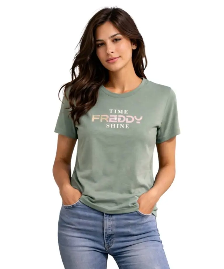 Freddy - Γυναικεία Μπλούζα T-Shirt Comfort Fit Time Shine S26WCRT3-V96 Πράσινο