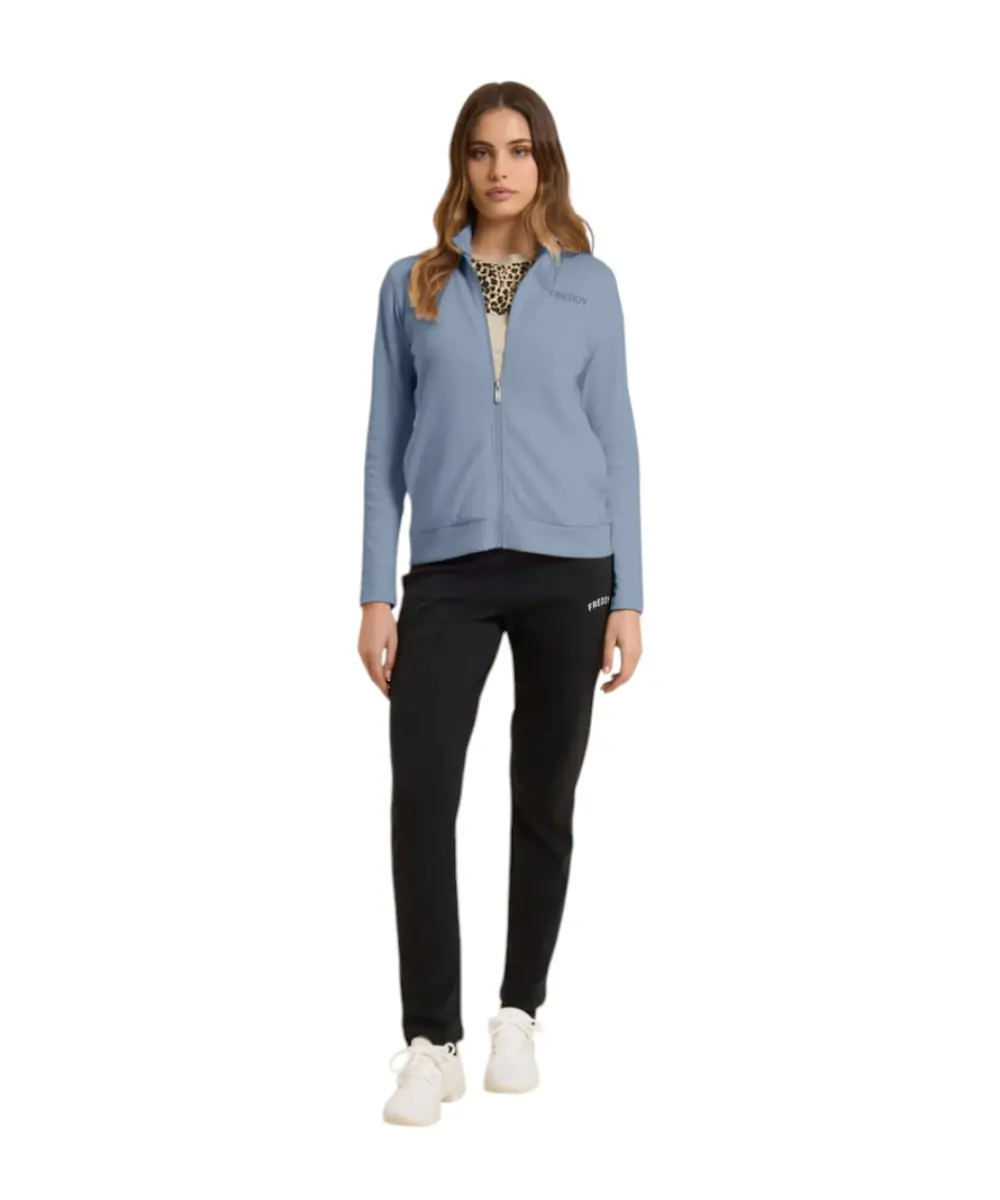 Freddy - Γυναικείο Σετ Φόρμας Zip And High Neck (Tracksuit) S26WTRK7-C57N Σιέλ/Μαύρο