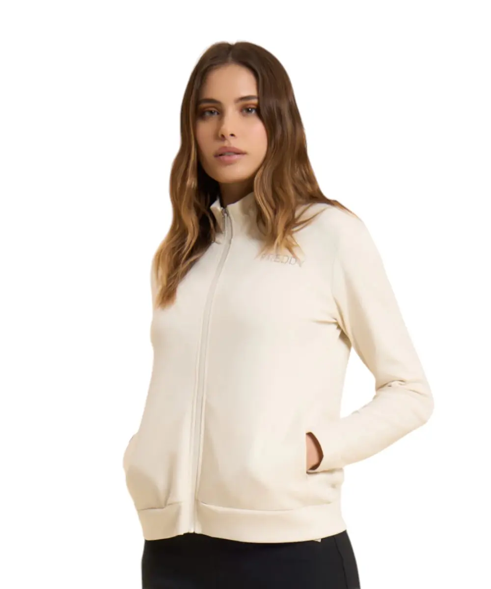 Freddy - Γυναικείο Σετ Φόρμας Zip And High Neck (Tracksuit) S26WTRK7-W33N Μπεζ/Μαύρο