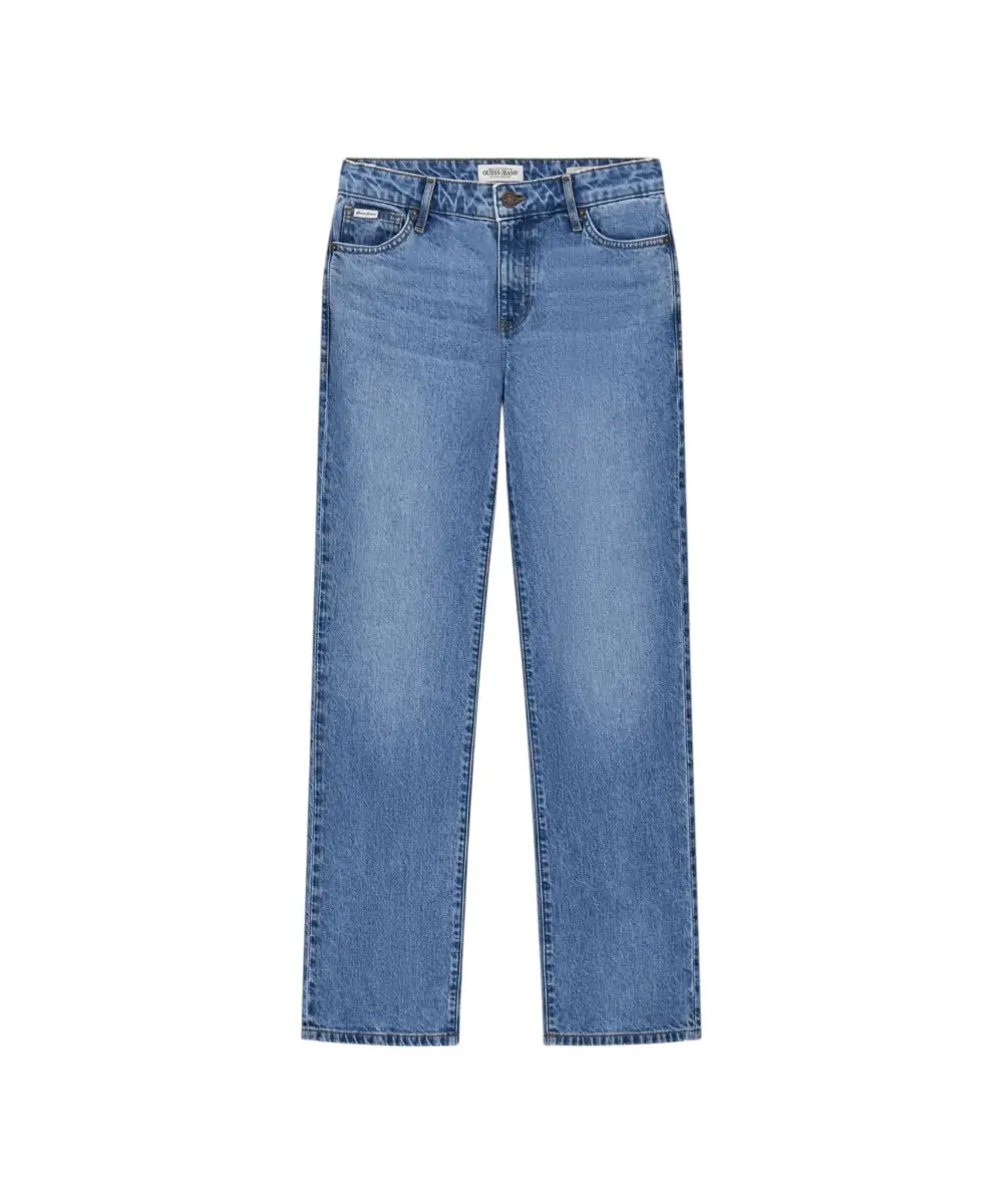 Guess - Γυναικείο Παντελόνι Τζιν G08 Mid Rise Straight W5YA98D6332-INLV Μπλε