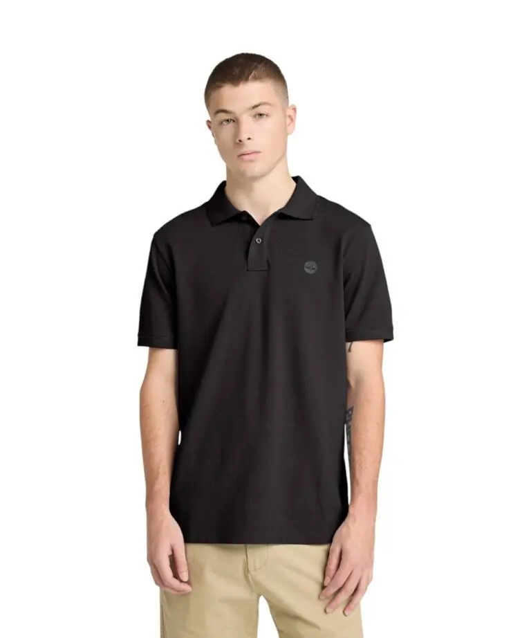 Timberland - Ανδρικό T-shirt Polo Short-Sleeve με Λογότυπο Oyster River TB0A2BRY-X65 Μαύρο