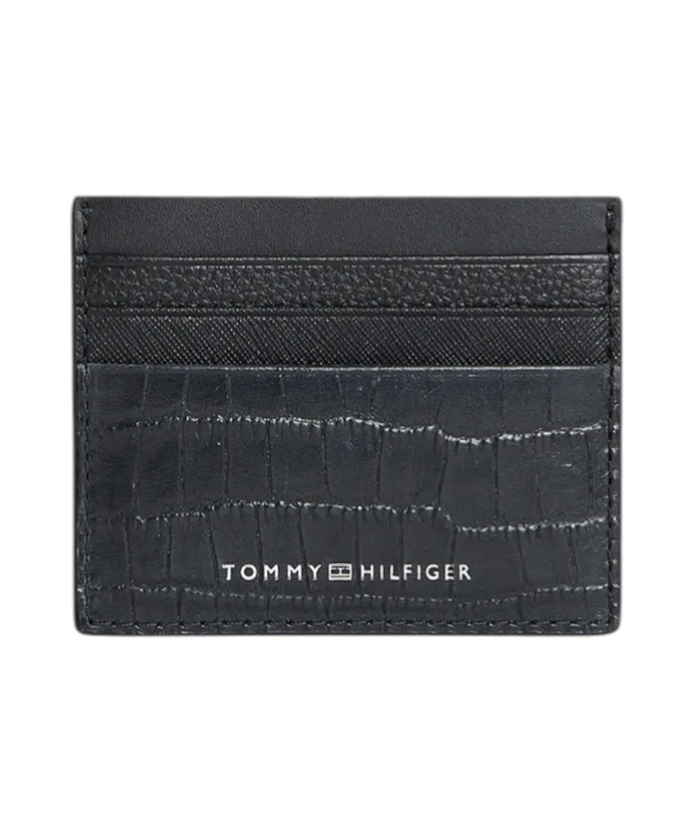 Tommy Hilfiger - Ανδρική θήκη καρτών Texture Leather Credit Cardholder AM0AM12318-BDS Μαύρο