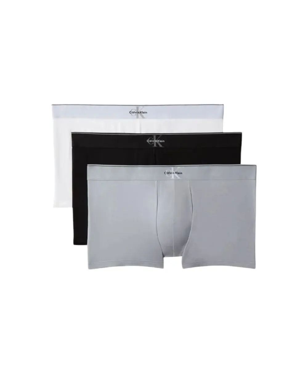 Calvin Klein - Ανδρικά Μποξεράκια 3Pack Graphic Monogram Cotton Stretch LV00NB4472-4RV Μαύρο/Γκρι/Λευκό